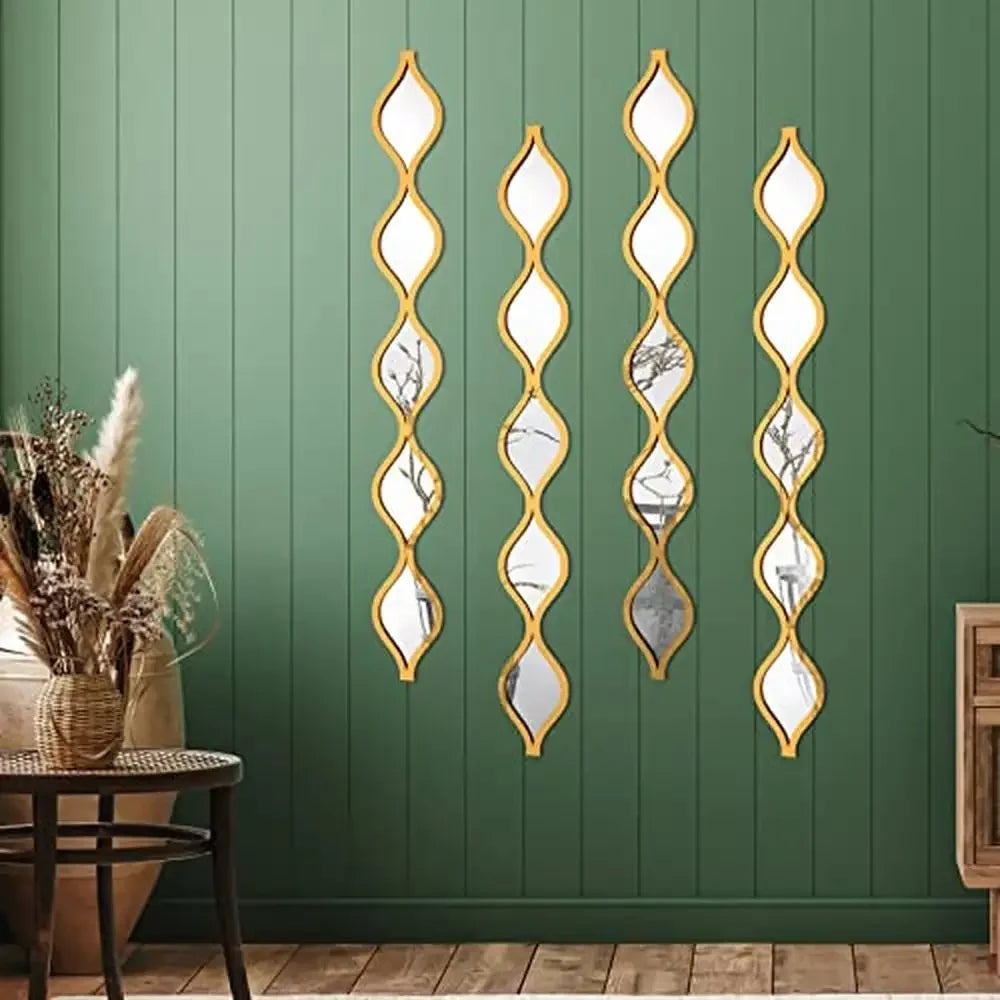 Gold Teardrop Mirror Wall Art Set of Four
