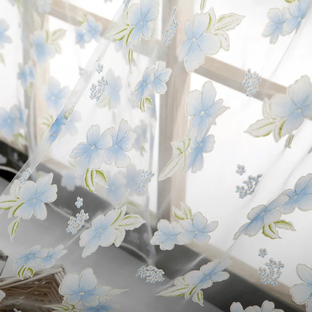 Elegant Flower Sheer Tulle Window Curtain Drapes