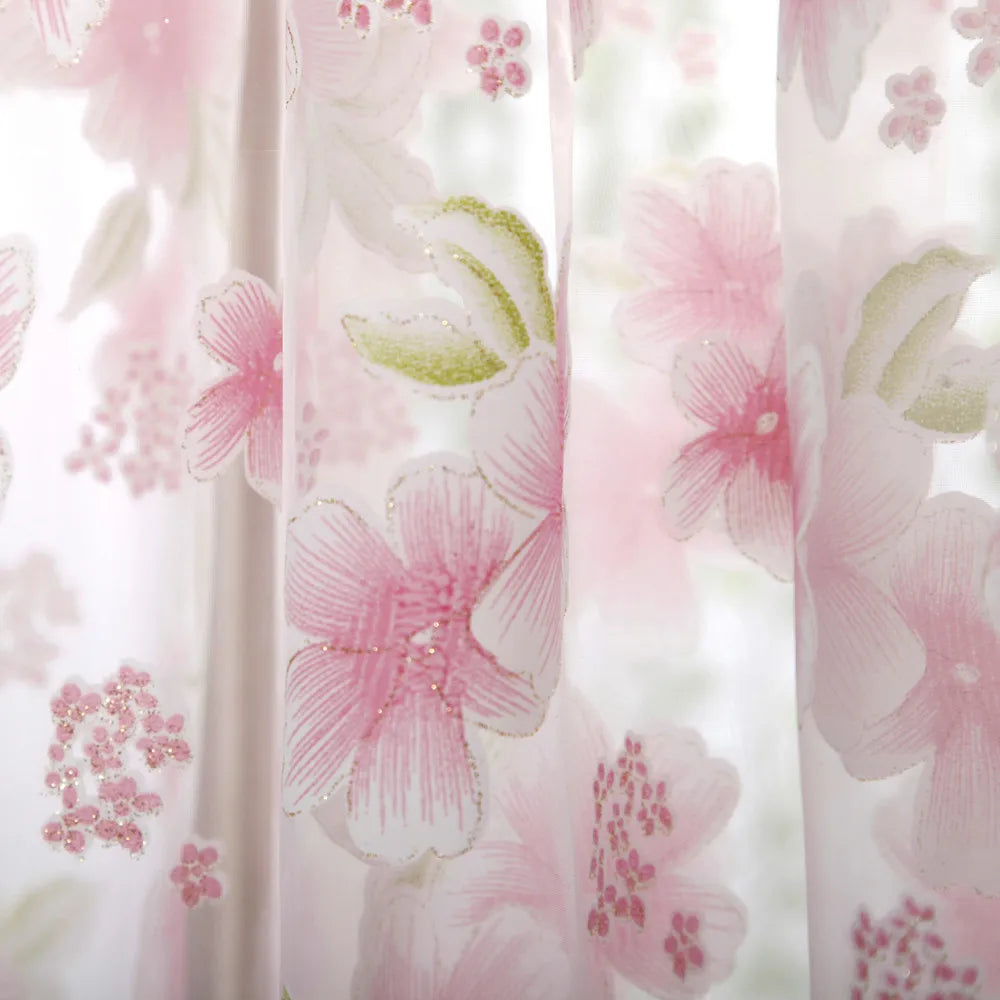 Elegant Flower Sheer Tulle Window Curtain Drapes