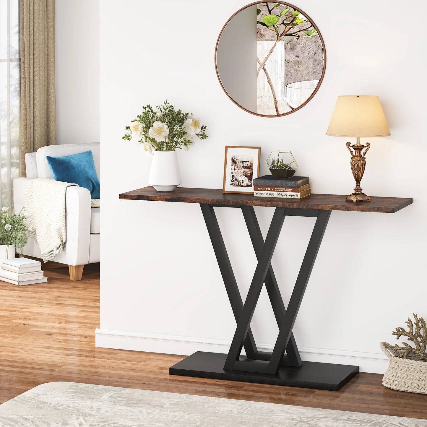 Industrial Console Table for Entryway and Hallway