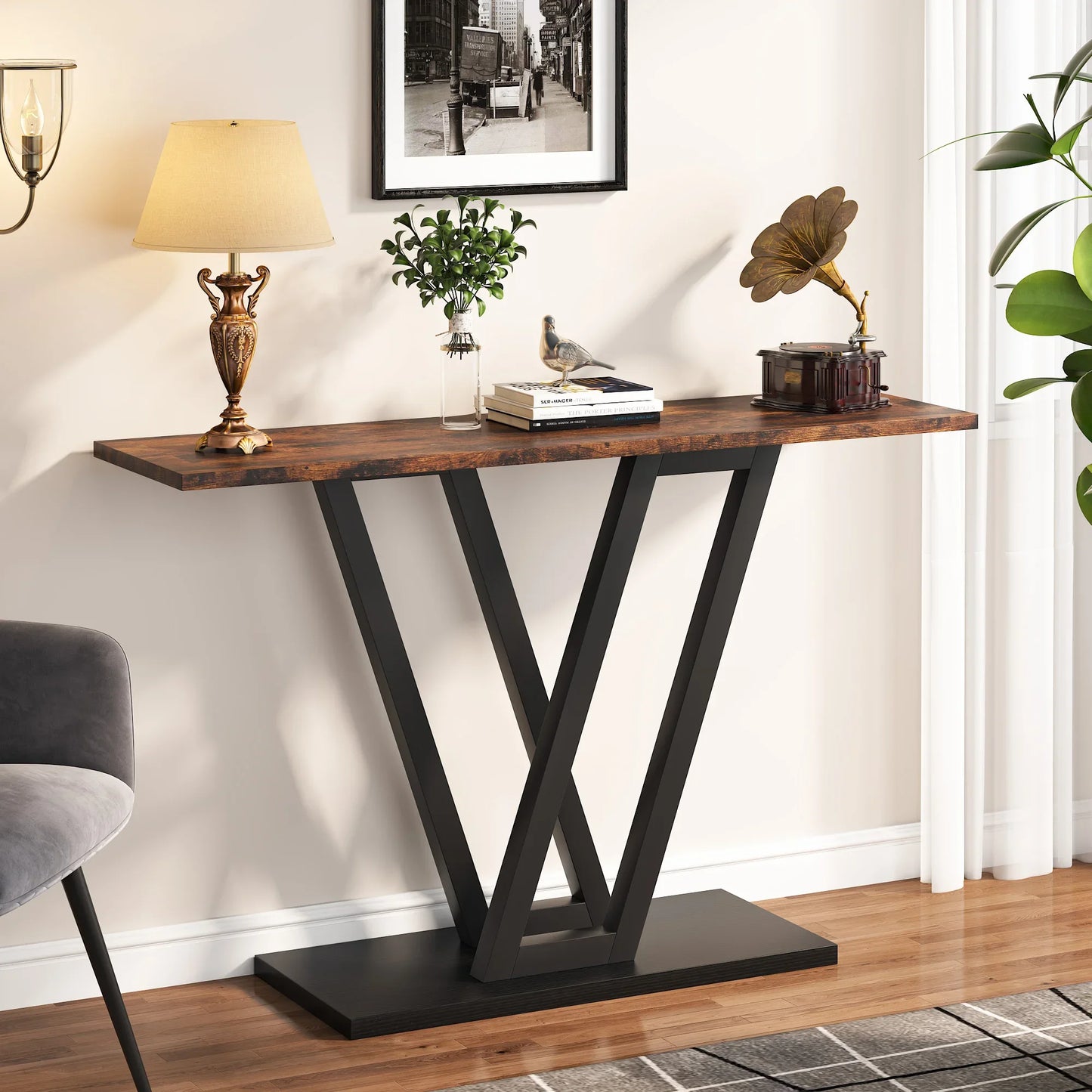 Industrial Console Table for Entryway and Hallway