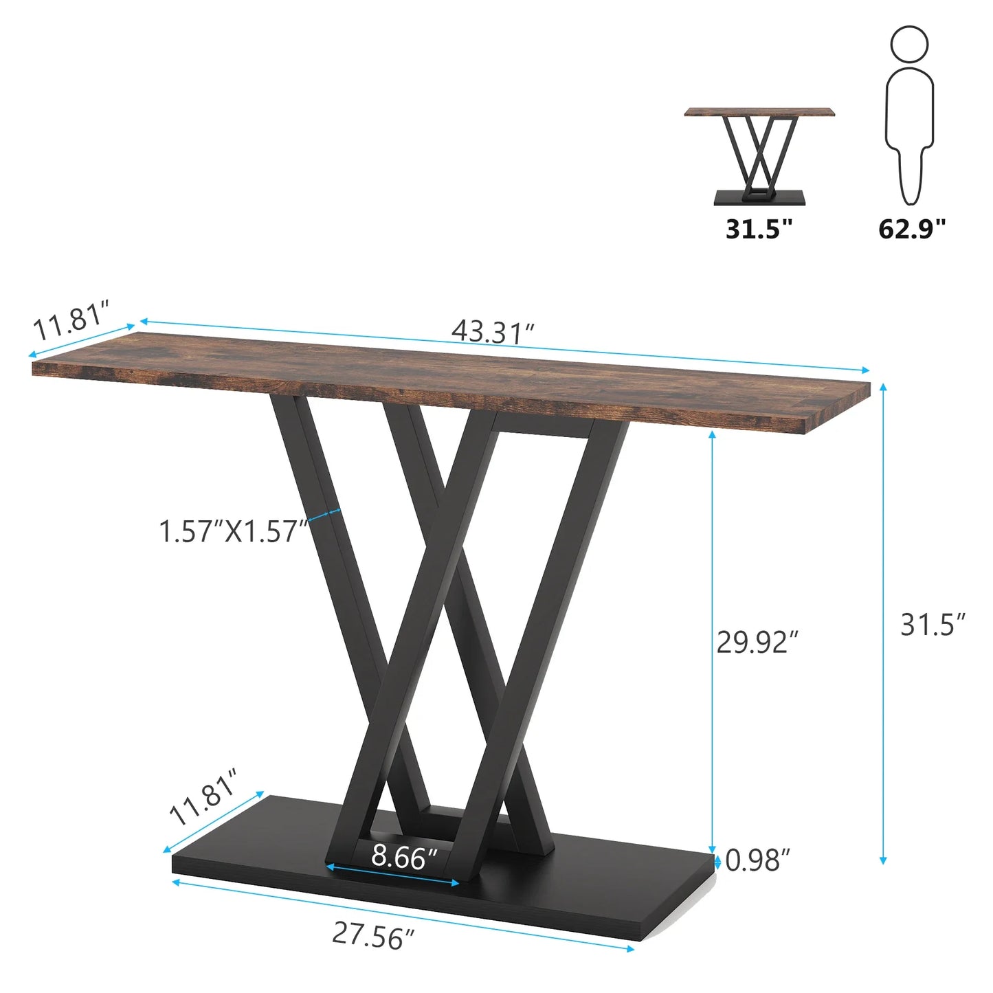 Industrial Console Table for Entryway and Hallway