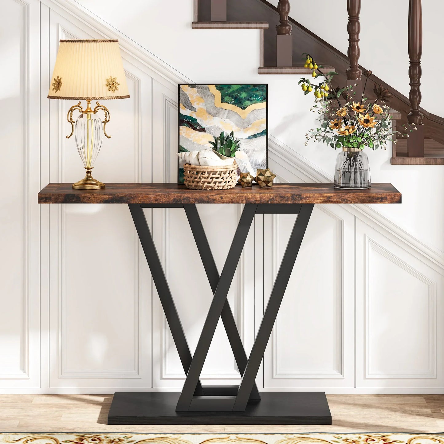 Industrial Console Table for Entryway and Hallway