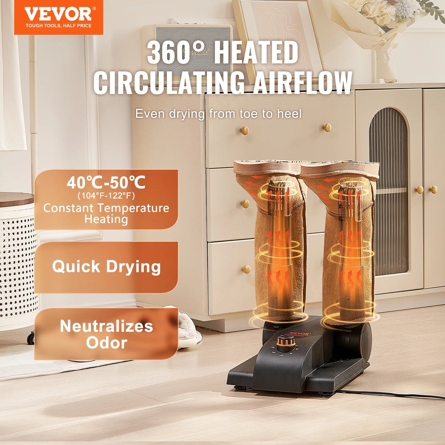 Portable 180 Degree Foldable Shoe Dryer with Timer