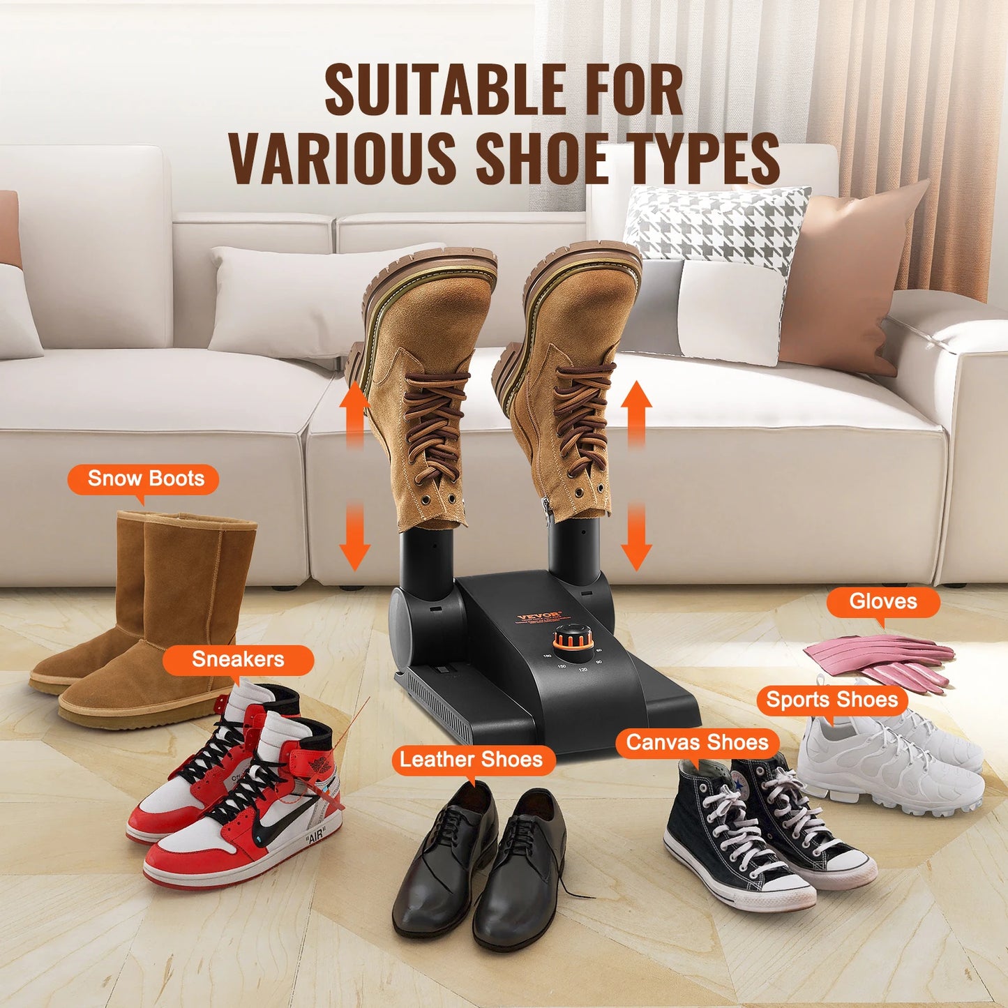 Portable 180 Degree Foldable Shoe Dryer with Timer