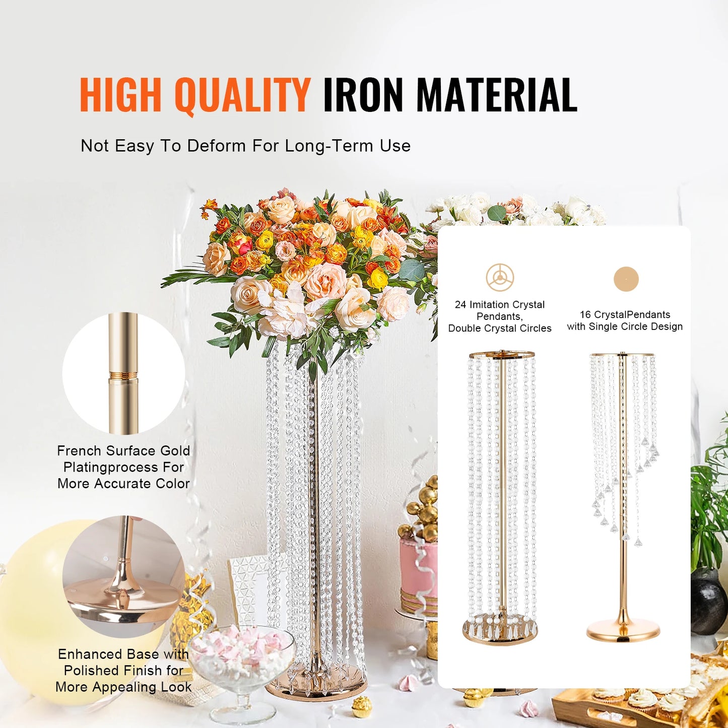Elegant Gold Metal Wedding Flower Stand Centerpiece