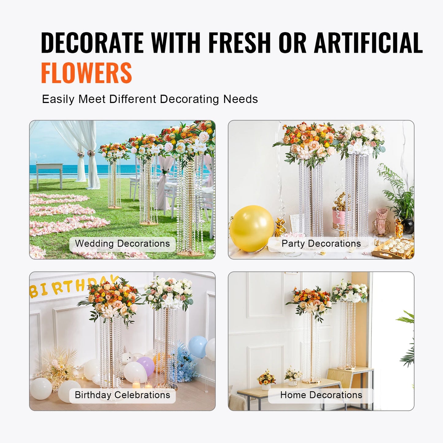 Elegant Gold Metal Wedding Flower Stand Centerpiece