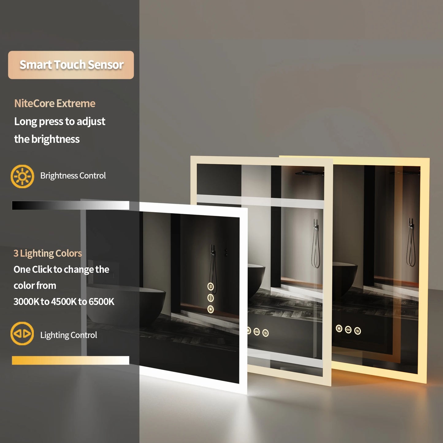 LED Bathroom Mirror with Touch Controls and Antifog