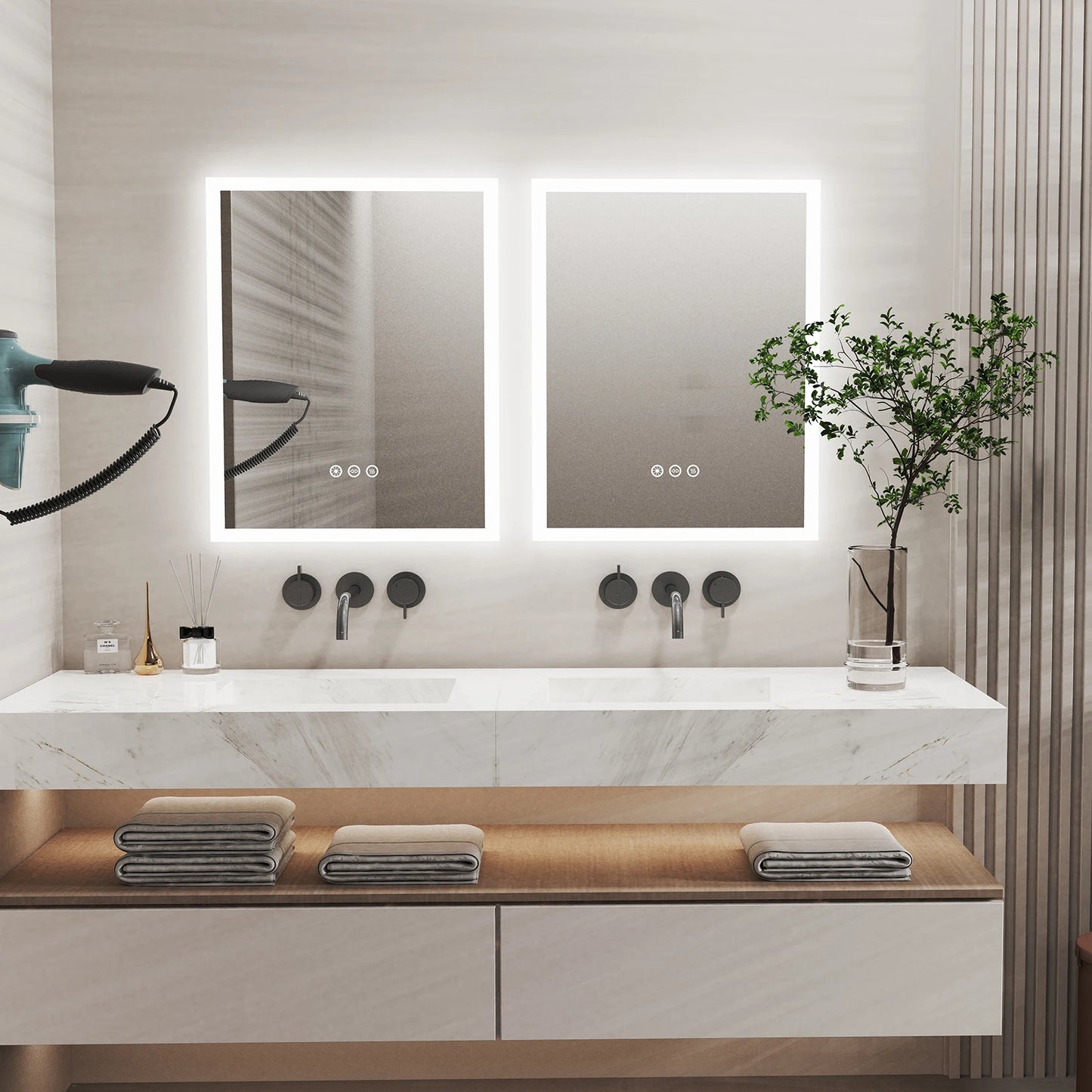 LED Bathroom Mirror with Touch Controls and Antifog