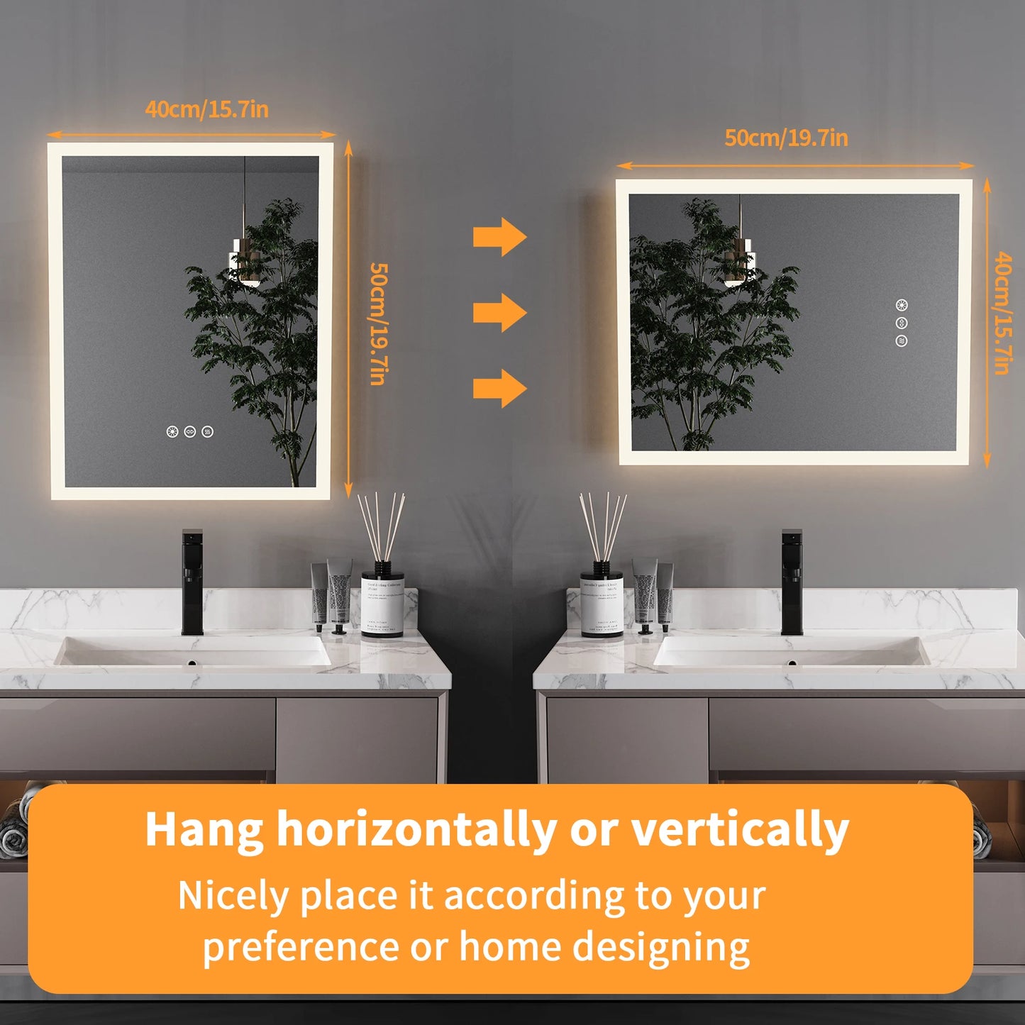 LED Bathroom Mirror with Touch Controls and Antifog