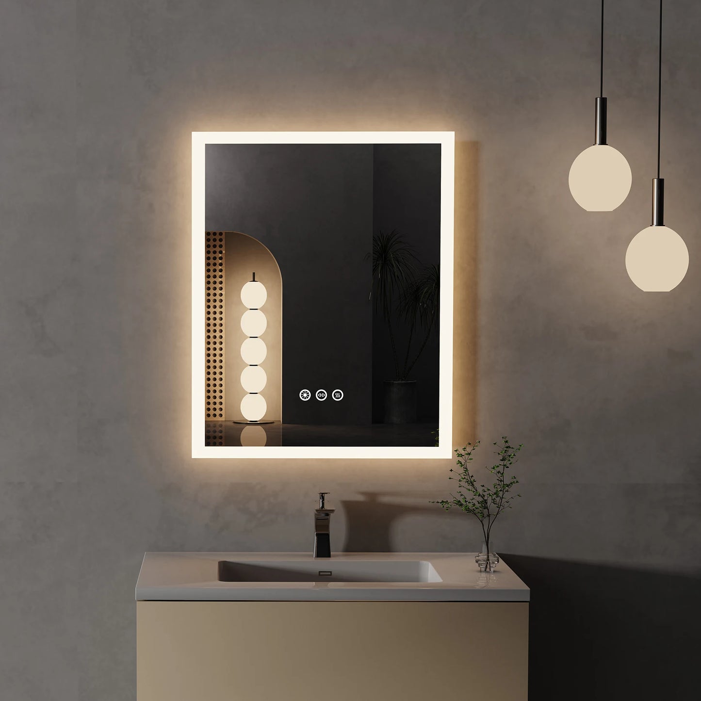 LED Bathroom Mirror with Touch Controls and Antifog