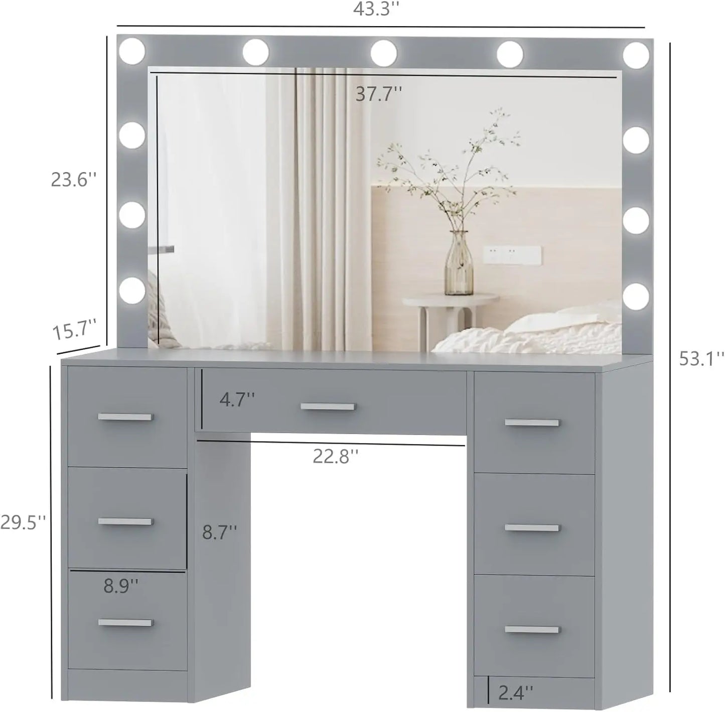 Lighted Vanity Makeup Table with Adjustable Brightness