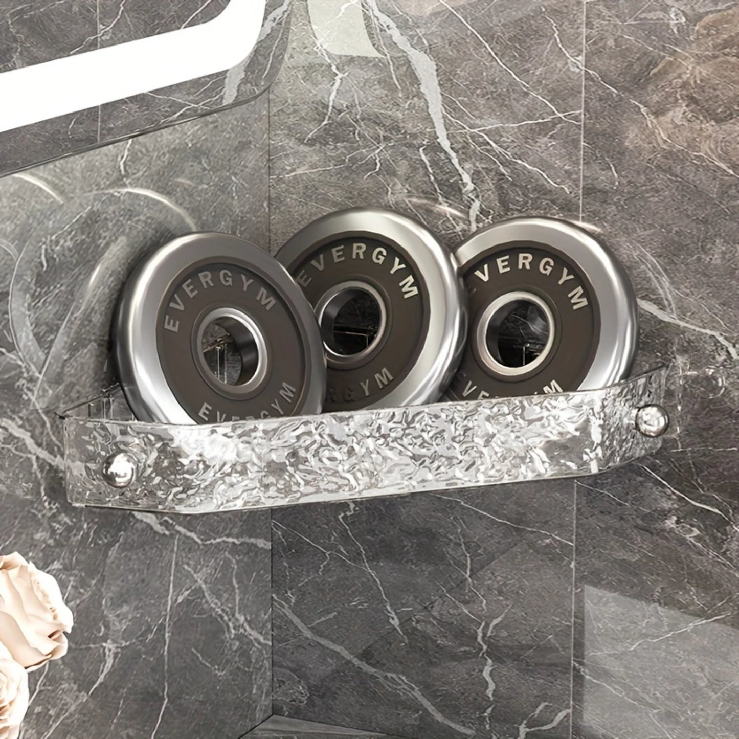 Waterproof Glacier Pattern Bathroom Corner Shelf