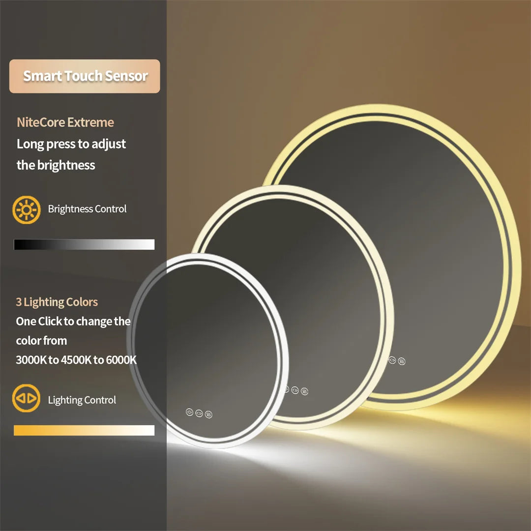 LUVODI Smart Round Bathroom LED Light Mirror