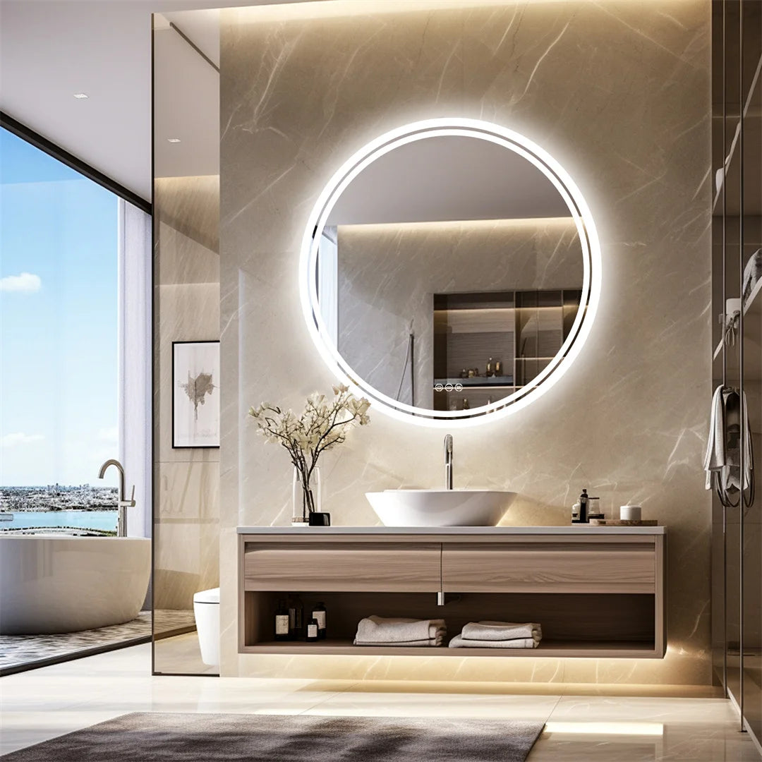 LUVODI Smart Round Bathroom LED Light Mirror